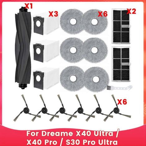 Brosses latérales principales et filtres HEPA pour aspirateur robot Dreame X40 Ultra / X40 Pro / S30 Pro Ultra (taille M)