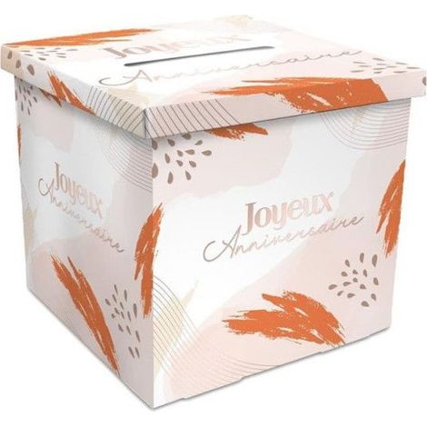 Urne en carton - Anniversaire - 20x20x20cm - Cagnotte anniversaire - Blush party (1/2)