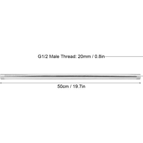 Tuyau à raccordement mâle en acier inoxydable pour système de plomberie - Extension filetée G1/2, 50 cm, 20mm (1/5)
