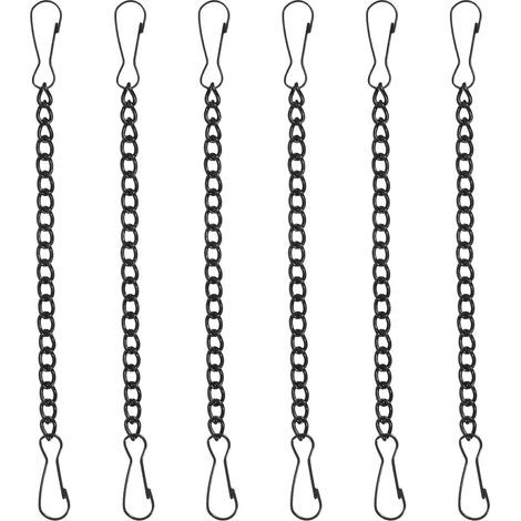 Set mit 6 schwarzen Metall-Hängeketten, 10 cm, mit Doppelverschluss, für Türschilder, Brandschutzschilder, Bilderaufhängung, robuste Stahlketten.