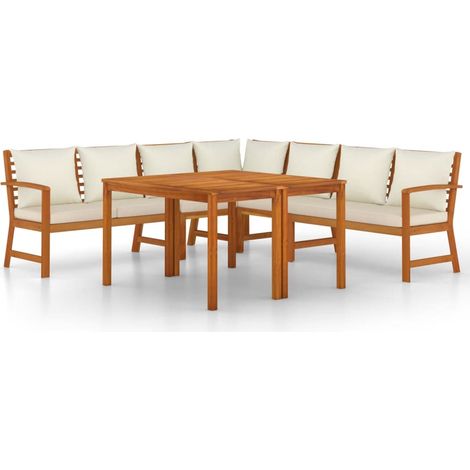 Maison Exclusive - 7-tlg. Garten-Essgruppe mit Kissen Massivholz