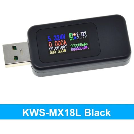 10-in-1 USB-Tester, digitales DC-Voltmeter, Amperemeter, Strom- und Spannungsdetektor, Powerbank, Ladeanzeige (Schwarz, 1 Stück) (1/4)