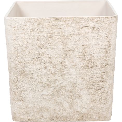Maceta alta de mezcla de piedra tiesto de jardín interior exterior 44 x 44 cm beige claro Thalassa (1/5)