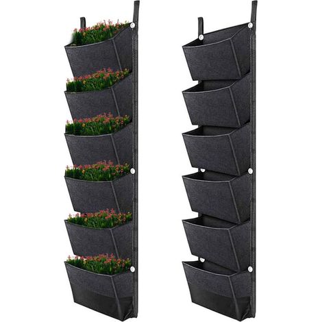 Sacs de plantation suspendus respirants génériques, pots jardinage vertical à 6 poches en feutre (1/5)