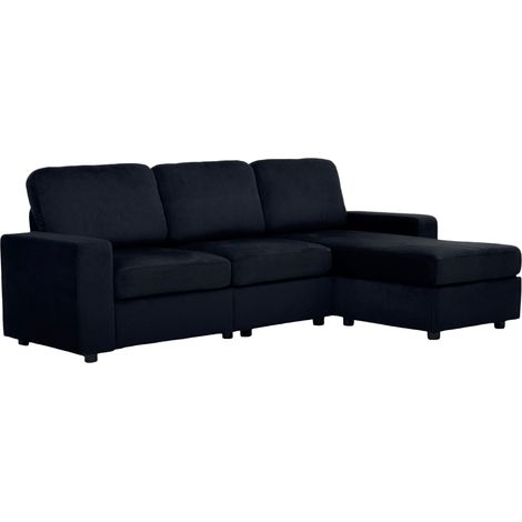 Sofá esquinero con almacenamiento, muelles ensacados y fundas extraíbles, negro 245,5 cm (1/5)