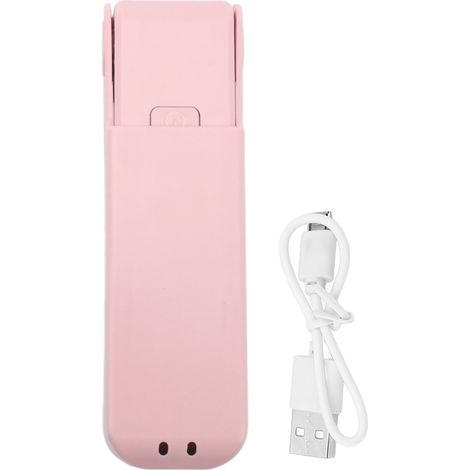 Mini ventilateur de poche USB rechargeable pales en silicone vent fort 3 vitesses pliable portable rose pour extérieur voyage (1/5)