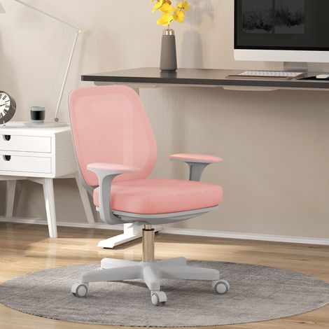 Fauteuil de bureau, chaise de bureau ergonomique en maille, hauteur réglable, 55x48x82,5-94,5cm, rose