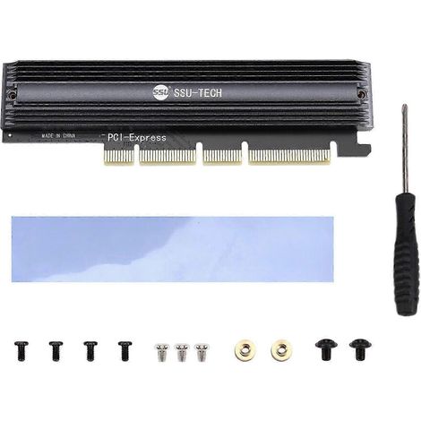 Carte adaptatrice SSU PCIe 4.0 vers M.2 NVMe, carte d'extension M.2 NVMe vers PCI-E X4, haute vitesse 64 Gbit/s avec dissipateur thermique, compatible avec les ordinateurs de bureau. (1/5)