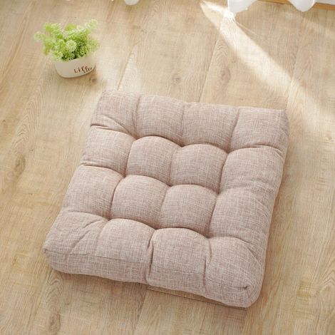 Couleur Unie Coussin pour Chaise de Salle à Manger, Coton Lin Coussin de Chaise Galette de Chaise Doux Coussin de Chaise de Jardin Chic Coussins de Chaises Epais (53x53cm,Couleur Kaki) (1/3)