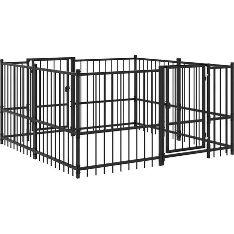 Outdoor Dog Playpen Black 192 x 192 x 100 cm Steel vidaXL (1/5)