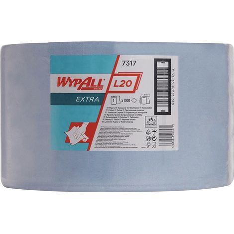 Torchon WYPALL L20 EXTRA+ L380xl235env. mm bleu 2 couches KIMBERLY-CLARK