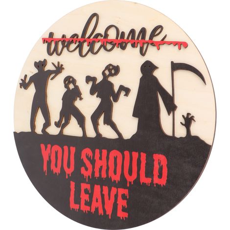 Panneau de bienvenue horrifique sur le thème de la ferme, en 3D, pour la décoration de votre porte d'entrée ou de votre porche.