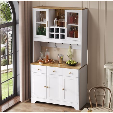 MEUBLIV Credenza vetrina 94,5 x 30 x 175,5 cm bianca – ampio spazio contenitivo (1/5)
