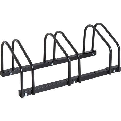 Râtelier 3 vélos - - rangement pneu 65 mm sol ou mural - pour VTT enfants BMX - 76 x 33 x 27 cm - acier - noir (1/5)
