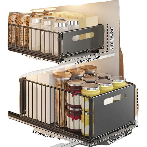 Organizador para debajo del fregadero, diseño deslizante, altura ajustable, 2 piezas (S y L) (1/2)