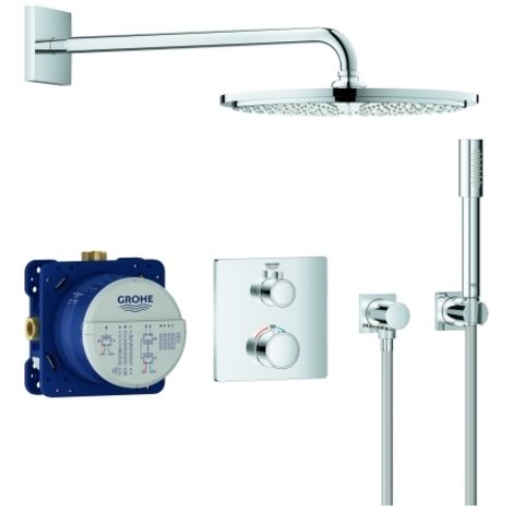 Grohe – Set de douche Rainshower Cosmopolitan 310 avec robinet thermostatique encastré – Débit 15 l/min – Saillie 422 mm – 34730000