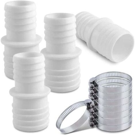 Pair 4Pcs Raccord pour Tuyau Piscine, Raccord de Tuyau avec Colliers de Serrage, 32 mm vers 38 mm Adaptateur Raccord Piscine, Adaptateur de Tuyau de Piscine, Adaptateurs de Tuyau-JUSCH (1/4)