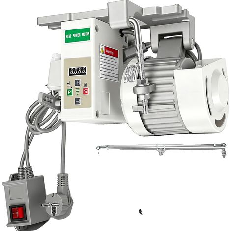 Motor para máquina de coser industrial, diseño sin escobillas, control de velocidad ajustable, color blanco. (1/2)
