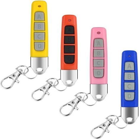 1 télécommande 433 MHz, copie facile, 4 canaux, multicolore, pour porte de garage et portail électrique