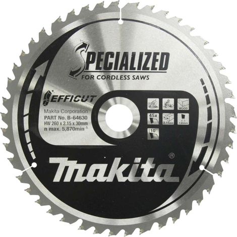 Makita - Disco de sierra para madera 260x30 mm, 45 dientes B-64630