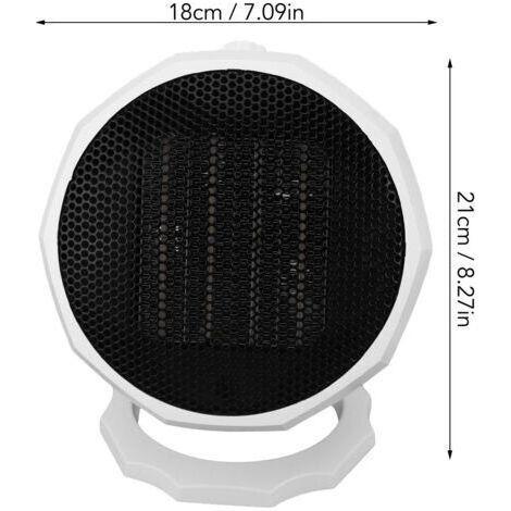 NALOOKAMIC  Mini radiateur électrique portable à économie d'énergie, chauffage de bureau réglable pour bureau, dortoir, chambre à coucher, blanc, 1000 à 1800 W, prise UE 220 V (1/4)