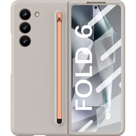 Custodia per Samsung Galaxy Z Fold6 5G con vetro e stilo, grigio/rosa (1/5)