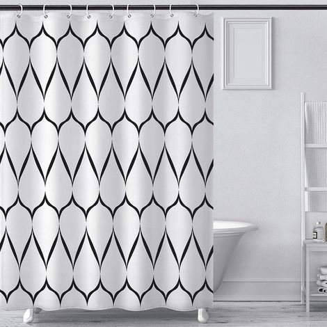Sollbry Rideau Douche 180x180 Rayé, Lavable Imperméable, Poids en Bas, en Polyester Tissus, pour la Baignoire et Salle de Bains (1/5)