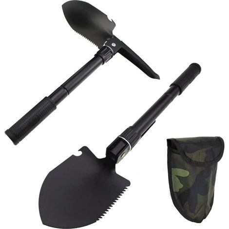 Pelle de survie pliante, mini outil de creusement robuste en acier au carbone de style militaire pour le camping tout-terrain, le jardinage, (1/5)