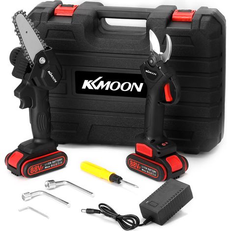 Kit Élagage Sans Fil 21V 4" + Sécateur Électrique 25mm - Moteur Balais, Chaîne Trempée, Lame SK5, 2 Batteries 1500mAh - Pour Branches, Verger, Jardin - ABS et Métal - Avec Coffret Transport (1/5)