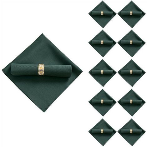 20Pcs 48X48Cm Serviettes en Tissu Polyester pour DîNer de Banquet de Mariage au Restaurant, Vert Foncé (1/2)