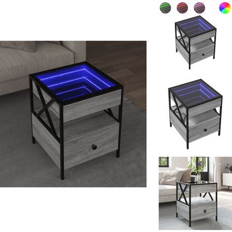 Table basse avec LED Infinity sonoma gris 40x40x51 cm - Table Basse - Tables Basses - Table Latérale - Bout De Canapé (1/5)