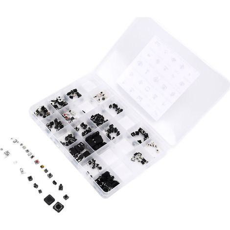 Kit de 250 micro-interrupteurs tactiles à bouton-poussoir (25 valeurs) pour téléviseurs et équipements audio. (1/5)