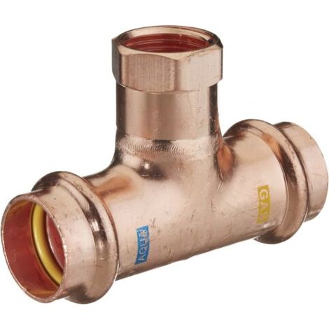 HS AQUAGAS V T-Stück 22 mm x 1/2 Zoll x 22 mm 45120221222 Kupfer, IG, Press Copper,  Fitting für Gas und Wasser