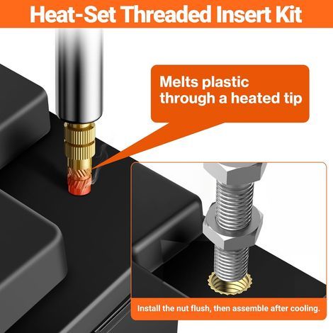 M2-M6 Insert Fileté Metal,Preciva 716Pièces Inserts Filetés,Kit de Fer à Souder pour Insert Impression 3D,M2-M6 Écrou Stable pour Plastique,Pièces en Laiton Imprimées en 3D par Fusion Thermique (1/4)