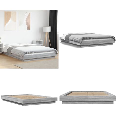 Giroletto Grigio Sonoma 140x200 cm in Legno Multistrato - Materasso letto - Letto in legno