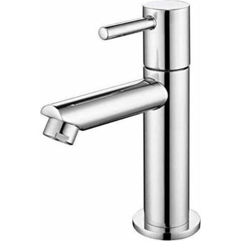 Robinet d'évier d'eau froide uniquement, mélangeur d'évier de surface durable en acier inoxydable argenté, robinet de lavabo pour toilettes invités, 270g-Crezuo (1/4)
