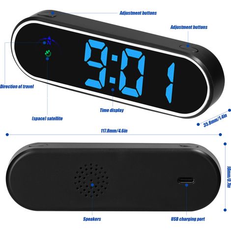 Affichage tête haute GPS avec compteur de vitesse numérique, horloge et boussole à LED couleur, alarme de survitesse pour voiture, camion, SUV et camping-car Compatible avec voitures, camions, SUV et  (1/5)