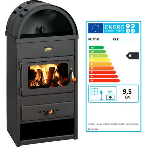 Stufa a legna Prity K1 K da 9,5 kW colore nero in acciaio (1/5)