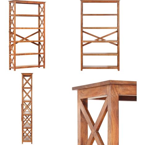 Bibliothèque 100x30x180cm Bois massif d'acacia et finition miel - Bibliothèque En Bois - Bibliothèque Acacia - Meuble Rangement - Étagère Bois - Mobilier Intérieur - Home & Living (1/5)