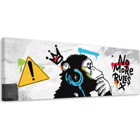 Tableau sur toile Banksy DJ Singe 90x30 (1/5)