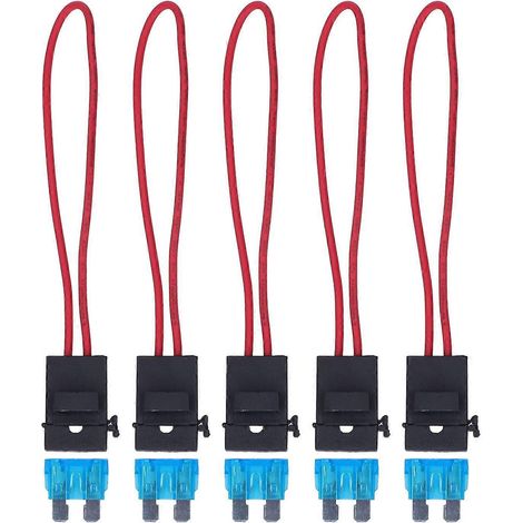 5er-Pack Kfz-Flachsicherungshalter-Set mit 15-A-Sicherung, wasserdicht, 14 AWG Inline-Sicherungshalter 30 A (1/4)