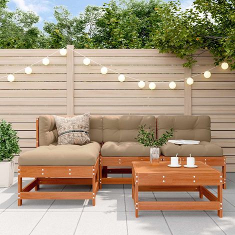 vidaXL Ensemble de salon de jardin 5 pcs Brun cire Bois de pin massif (1/5)