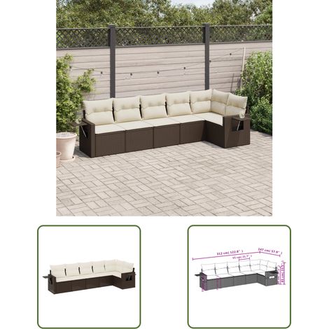 The Living Store 6-tlg. Garten-Sofagarnitur mit Kissen Braun Poly Rattan - Gartenmöbel - PE-Rattan Möbel - Outdoor-Set - Lounge Set - Sofasatz (1/3)