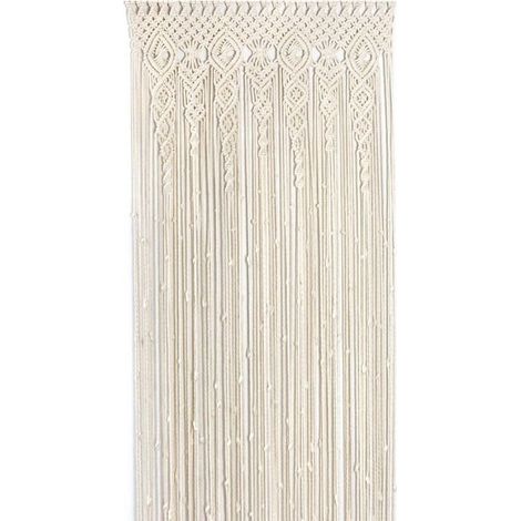 Rideau macramé beige 90x200 cm – Style bohème rétro – Polyester facile à installer – Séparateur de pièce décoratif (1/4)
