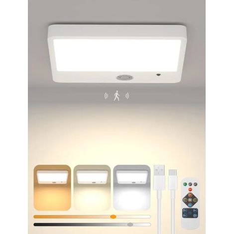 Plafonnier LED - Lampe de Plafonnier - avec Détecteur,Rechargeable,3 Températures de Couleur,260LM,150°,6M-Installation magnétique (1/5)