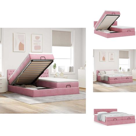 Cadre de lit ottoman avec matelas rose 200x200 cm velours - Cadre De Lit Ottoman - Cadres De Lit Ottoman - Cadre De Lit - Cadre De Lit Avec Rangement (1/5)