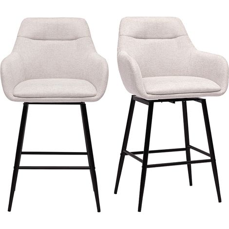 Sgabelli da bar girevoli 360° in tessuto effetto velluto beige e metallo H65.5 cm (set di 2) ALESS