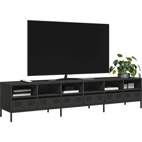 TV-Schrank Schwarz 202x39x43,5 cm Kaltgewalzter Stahl