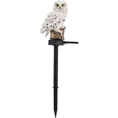 Lampe solaire de jardin en forme de hibou, étanche IP44, décoration de jardin, éclairage LED extérieur, blanc-AquaForge