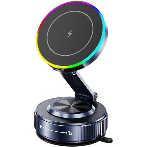 Chargeur automobile sans fil magnétique 15 W, support pliable à ventouse 360° pour tableau de bord (1/5)